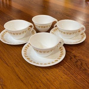 Butterfly Gold Teacups and Saucers